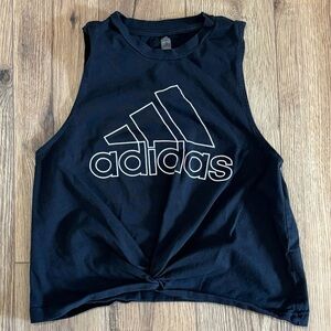 Adidas Women's Black Knotted Cropped Tank Top Size Small